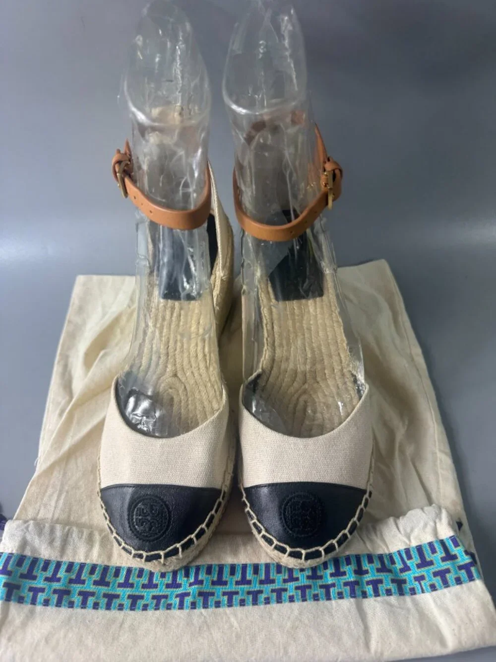 NWOB Tory Burch Color Block 85mm Wedge Espadrille Sandal, Size 8